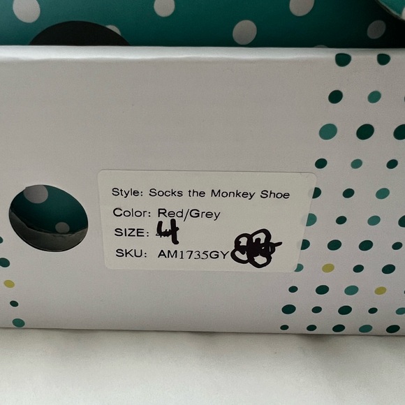 Wee Squeak Monkey Face Kids Shoes - Gray and Red size 4 NWT - Picture 5 of 6